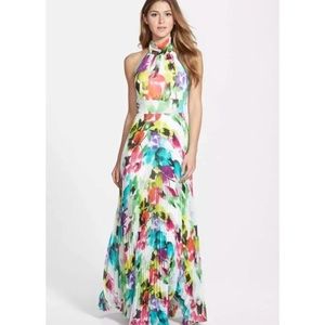 ELIZA J 🌺 Print Chiffon Halter Maxi Dress